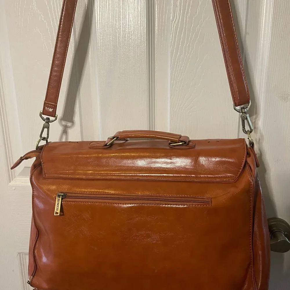 Ecosusi Synthetic leather tan Laptop Large Briefcase Bow & Eyelet accents